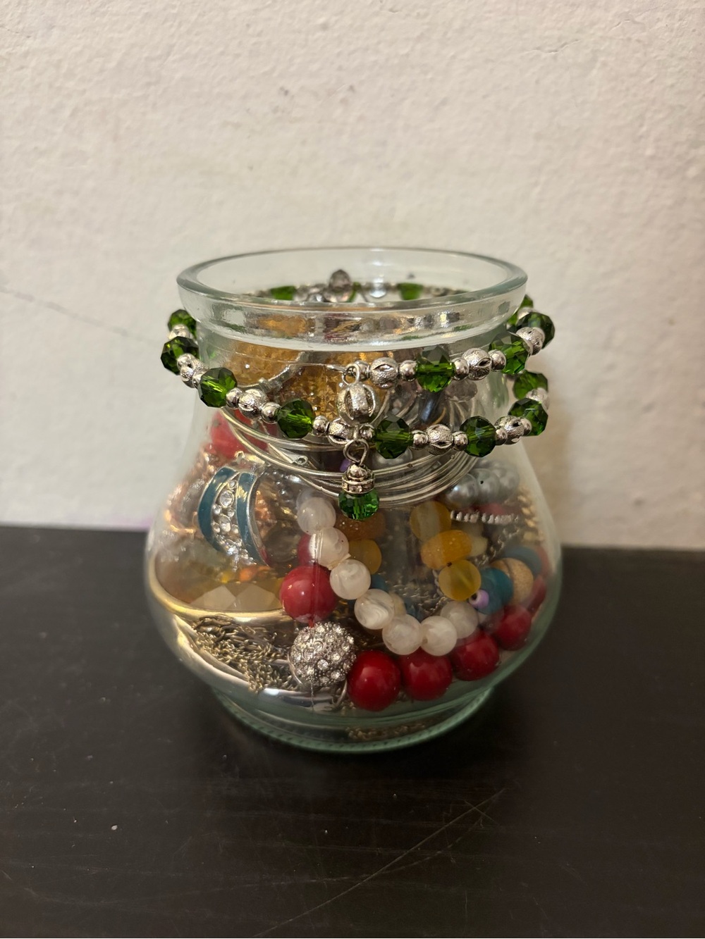 Glass Jewelry Jar! Necklaces, Bracelets, Earrings, Rings and more!